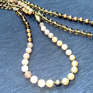 Stella & Dot Gloria Faceted Bead 25” Smokey Quartz Necklace EUC